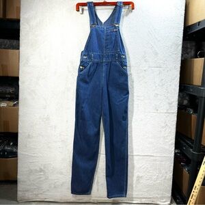 Lee Bib Overalls Vintage 90s Denim Jean Subtle Stripe Made in USA‎ Juniors Sz 7